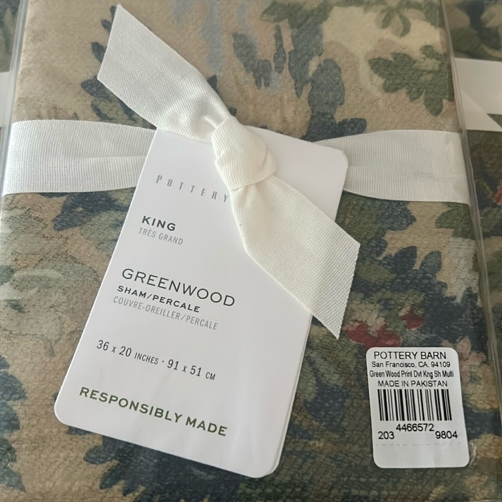 Pottery Barn Greenwood Pillow Sham; king